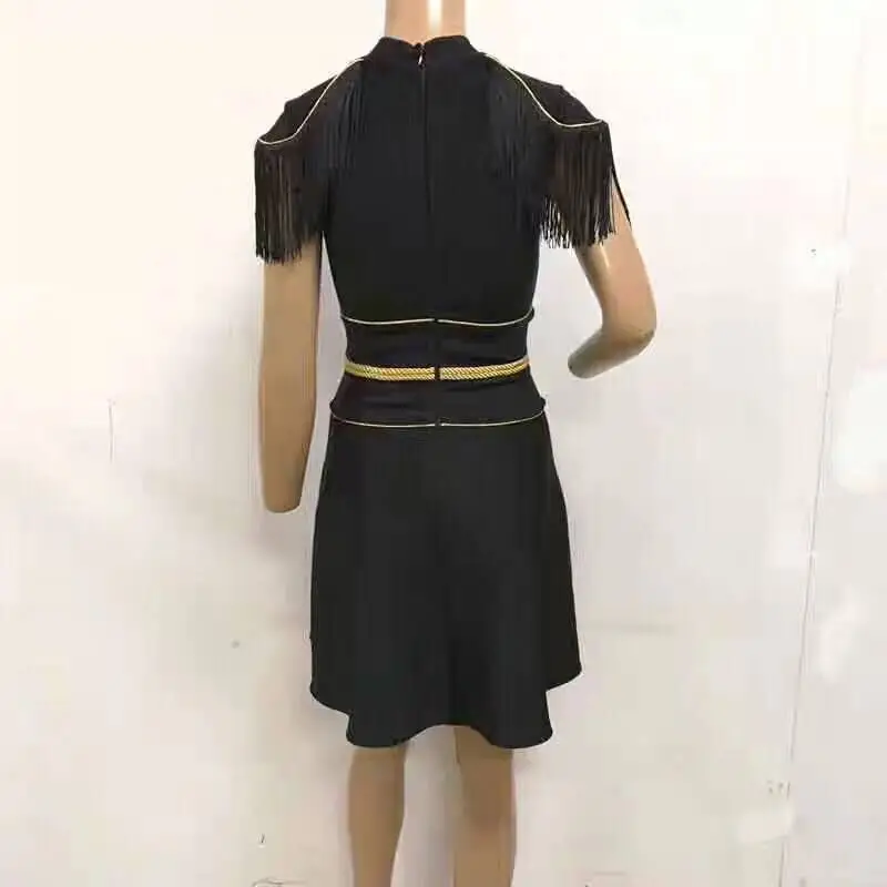 White Tassel Celebrity Sexy Elegant Night Club Fashion Bodycon Mini Euramericam Women Autumn Party Dresses | Женская одежда