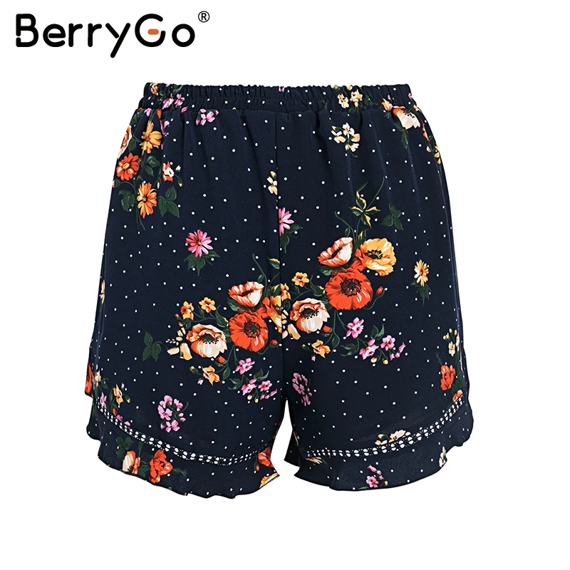 Весенние женские Мини шорты BerryGo с бахромой и оборками цветочным принтом в стиле