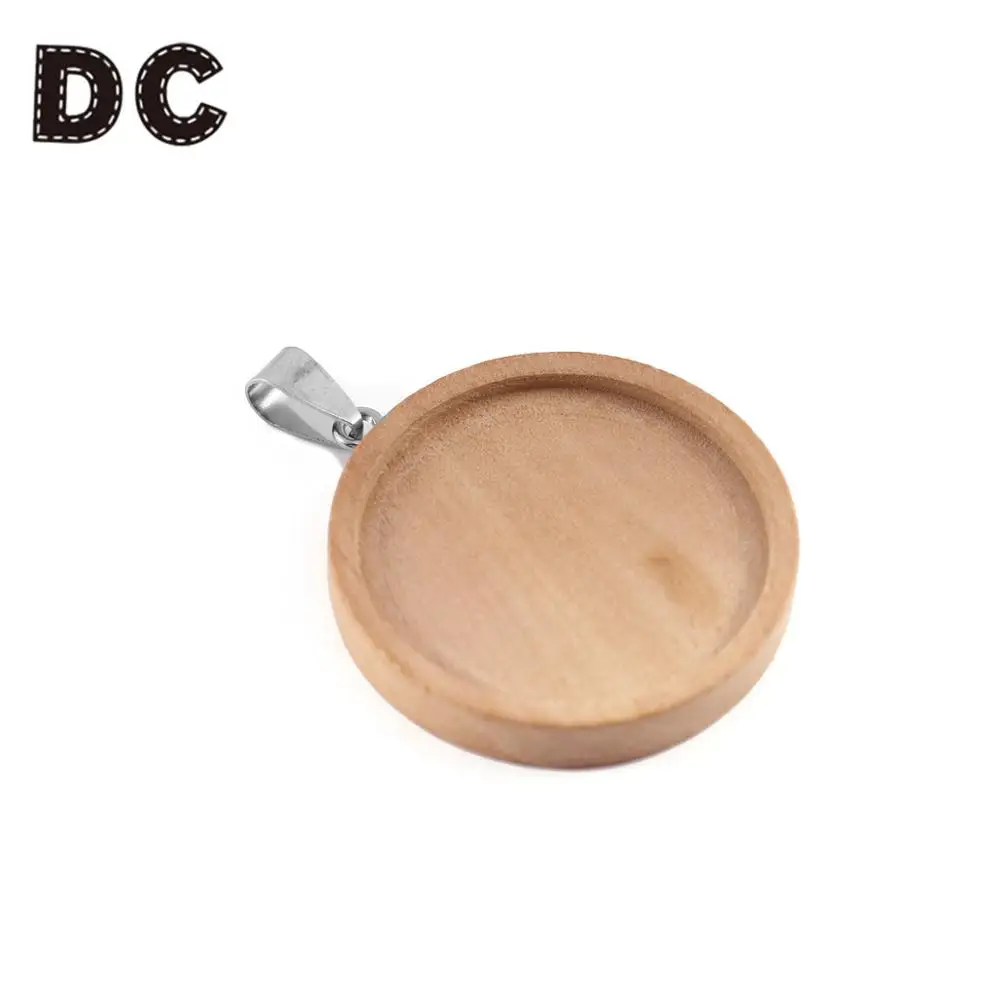beige 25mm Постоянный ток, 8 шт. круглый коричневый дерево Кабошон Базовые настройки 25/30 мм Диаметр пустой оправы для кулонов, сделай сам, ювелирное изделие обрамление для ожерелье решений - Цвет: beige 25mm