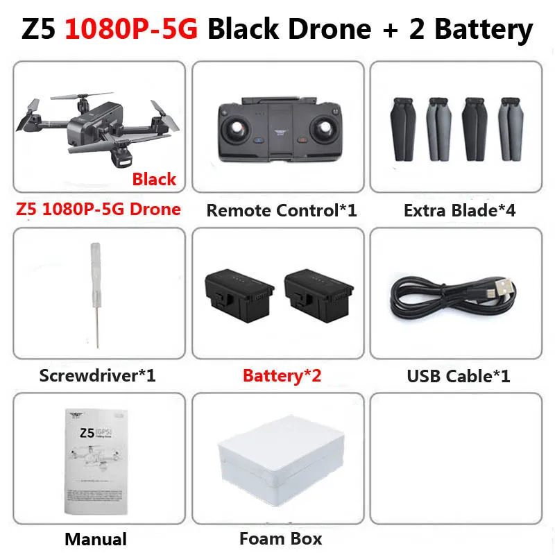 SJRC Z5 Профессиональный складной Дрон с камерой 1080 P HD gps 5G Wifi FPV оптический поток Радиоуправляемый квадрокоптер Вертолет игрушки SG106 E58 - Цвет: Black 1080P 5G 2B F