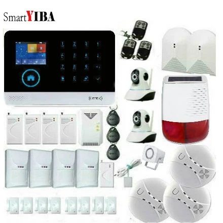 SmartYIBA 433 мГц Беспроводной WI-FI 3g WCDMA сигнализация дома охранной сигнализации дыма комплект видео IP Камера Солнечный Мощность siren - Цвет: F KIT