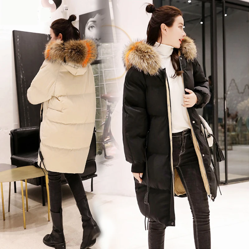 Новинка 2019 зимний пуховик модная трендовая Свободная куртка с меховым