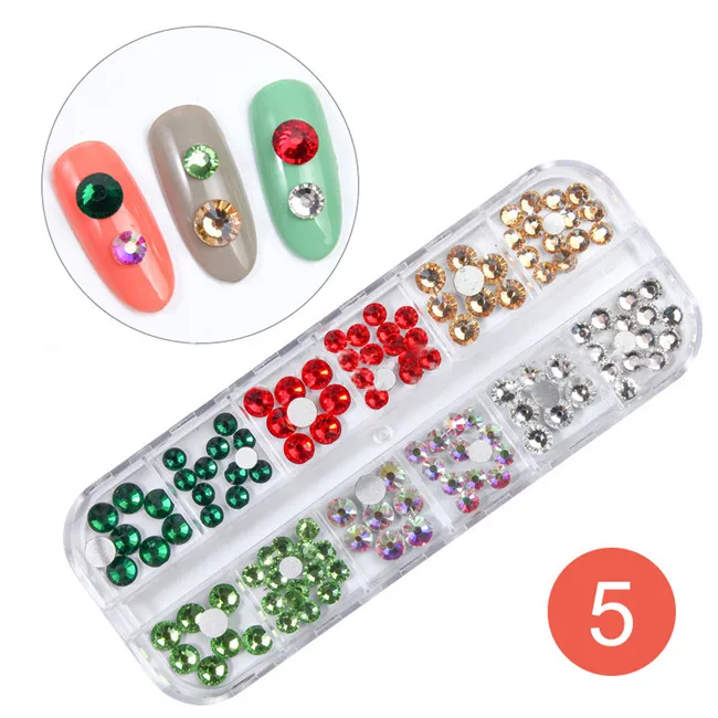 5 Multi-size Nail Rhinestones 3D Crystal AB Clear Nail Stones Gems Pearl DIY Nail Art Decorations Gold Silver Rivet Rhinestone - Цвет: 5