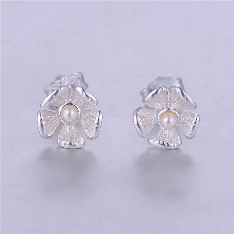 Сегодняшняя недорогие 925 Стерлинговое Серебро бижутерия цветок серьги гвоздики