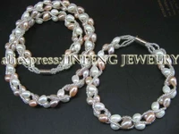 sets handcraft mixed rice fresh water pearl necklace bracelets free shipping
