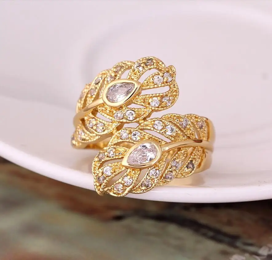 Europe and retro fashion exaggerated ring zircon leaf factory outlet | Украшения и аксессуары