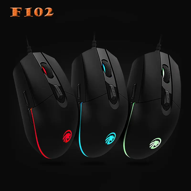Проводная RGB 7 цветов светодиодный светильник F102 дышащая 2500DPI 6 кнопок USB