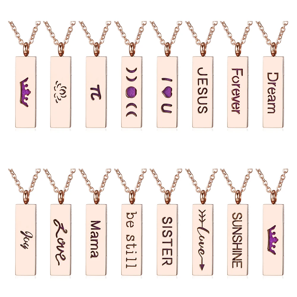 Прямоугольник Духи диффузор ожерелье из розового золота Цвет нержавеющая сталь