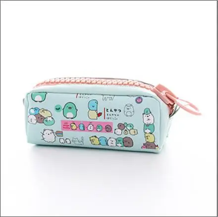 Чехол-карандаш с рисунком Sumikko gurashi из искусственной кожи с большой молнией, сумка для хранения канцелярских принадлежностей, офисные школьные принадлежности, Canetas - Цвет: green