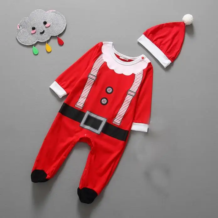 

2019 New Style Fashion Baby Clothes Outfits Boy Girl Kids Romper Hat Cap Set Christmas Gift