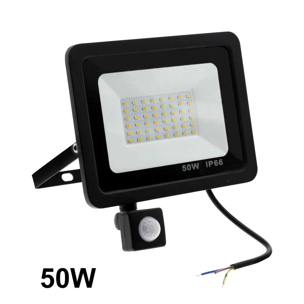 50W PIR Сенсор Светодиодный прожектор светильник AC220V 10 Вт 30 Вт 50 Вт Светодиодный прожектор светильник для двери гаража уличный светильник ing - Испускаемый цвет: 50W