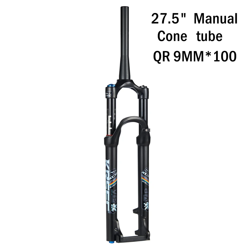 27.5Manual Cone tube KRSEC Mtb пневматическая подвеска 26 Велосипедная вилка 27,5 29 дюймов из магниевого сплава Mtb Велосипедная вилка аксессуар QR 100*9 мм через 100*15 мм - Цвет: 27.5Manual Cone tube