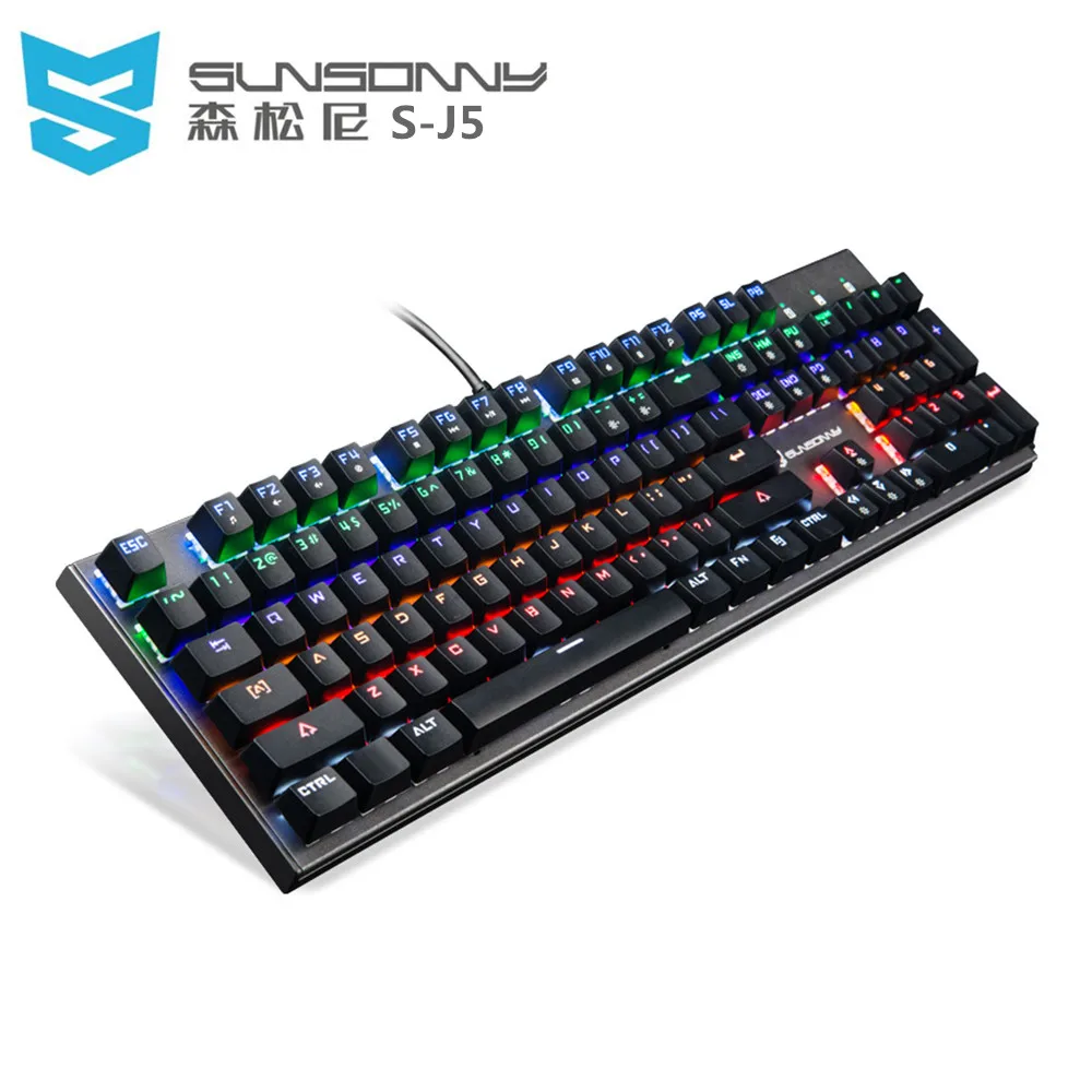 Новый SUNSONNY S-J5 проводной Механическая игровая клавиатура синий переключатель