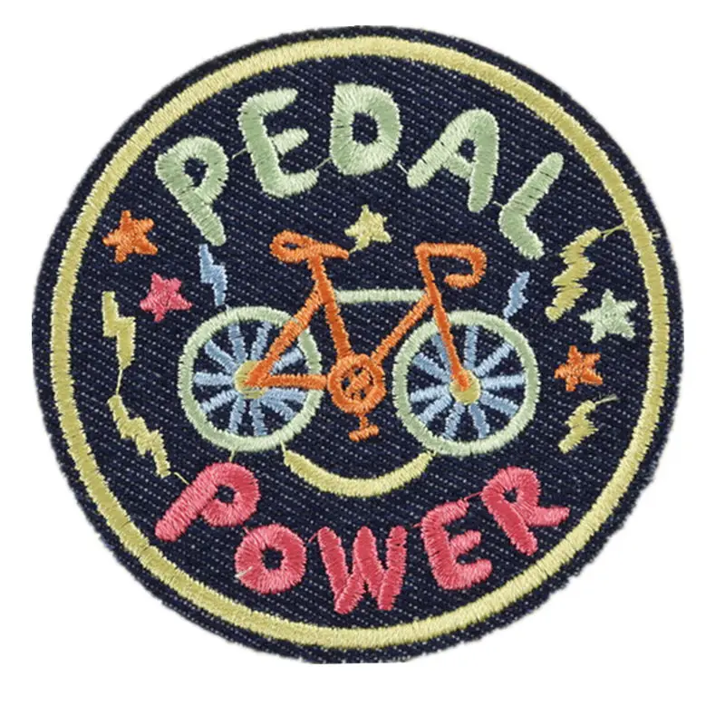 Вышитые патчи педаль велосипеда мощность шитье железа на креативный значок для