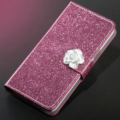 Rose red Camellia Блестящий чехол-подставка Dneilacc для Redmi Note 4a 6a 4 4X6 Pro, чехол-Бумажник для телефона - Цвет: Rose red Camellia