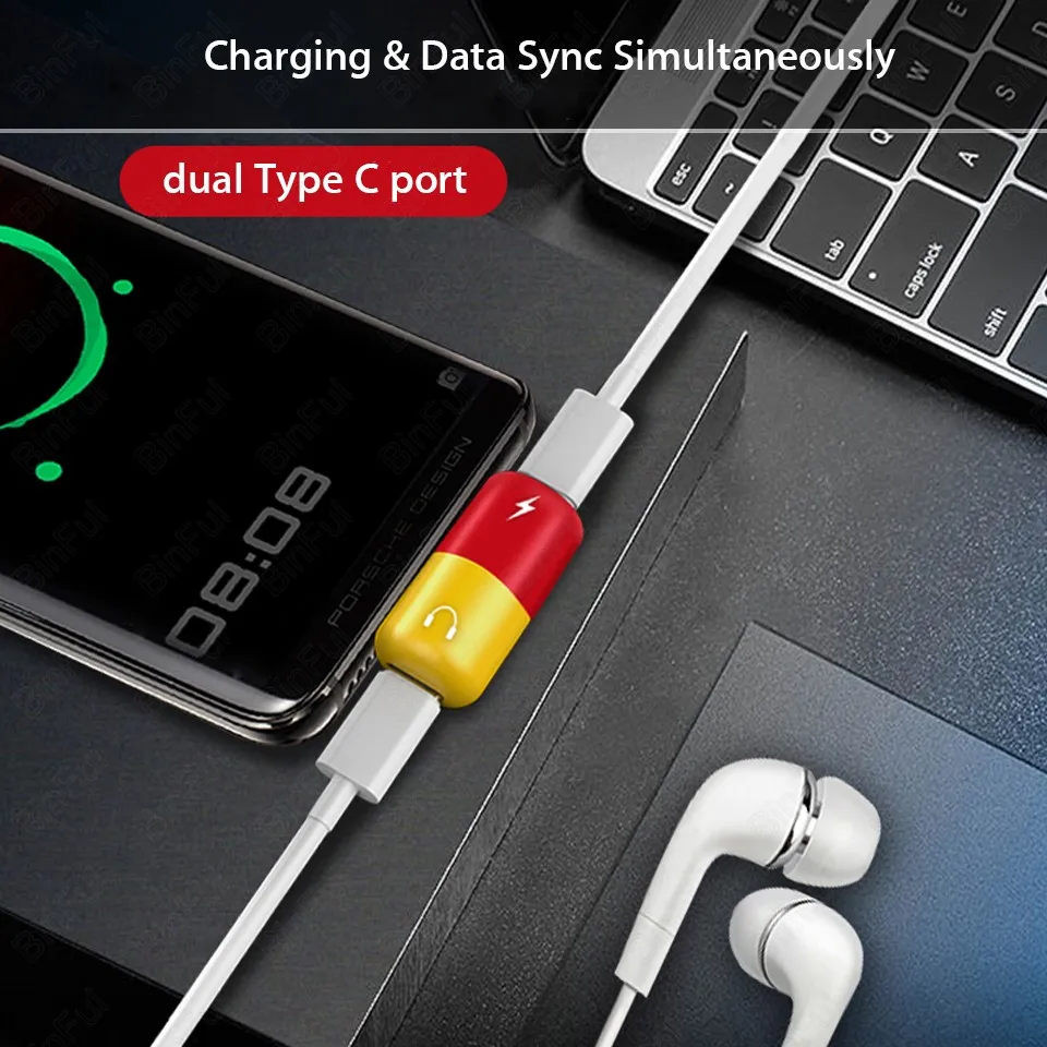 Двойной адаптер USB Type C конвертер для Xiaomi Mi 8 Leeco Huawei мобильный телефон зарядное