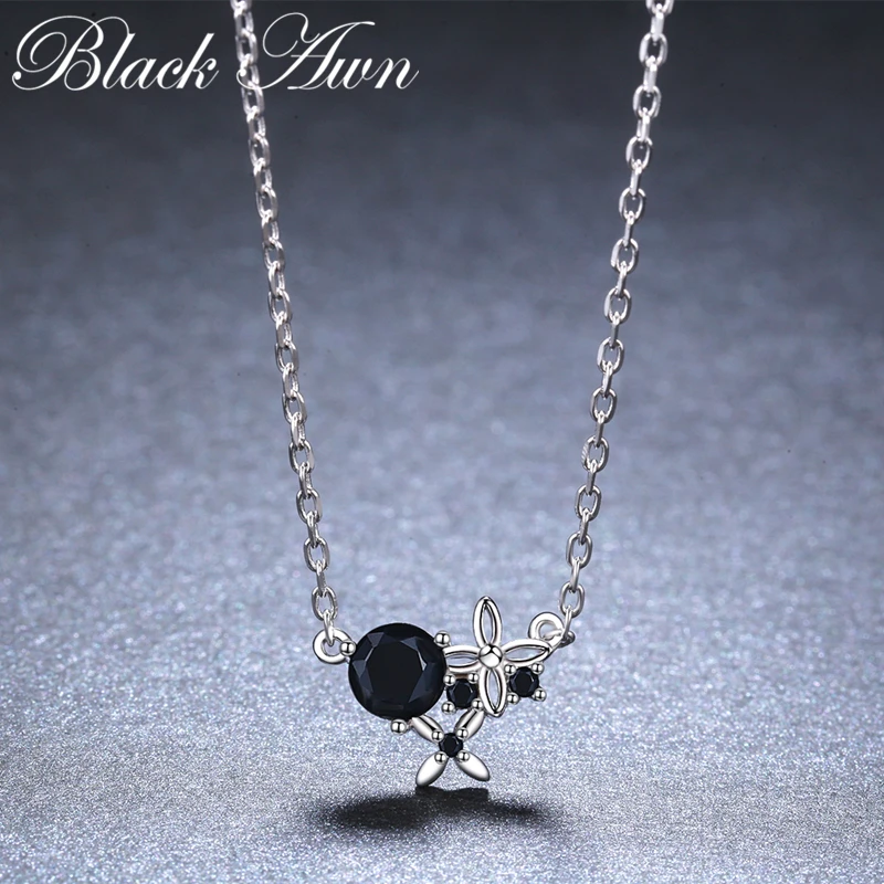 

BLACK AWN New Arrival Romantic 925 Sterling Silver Fine Jewelry Trendy Flower Engagement necklaces & pendants For Women K035