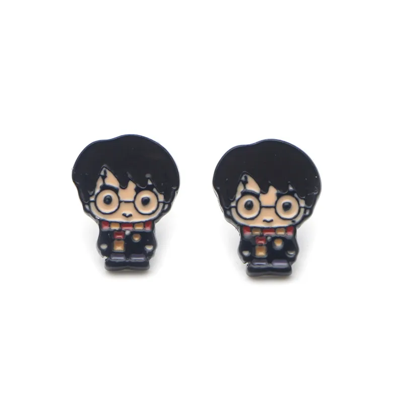 1 P3332 Dongmanli Magical school Steel Pierce Ear Stud kids Cute Earrings For Womens Enamel Earrings Party Jewelry Gifts Girls - Окраска металла: 1