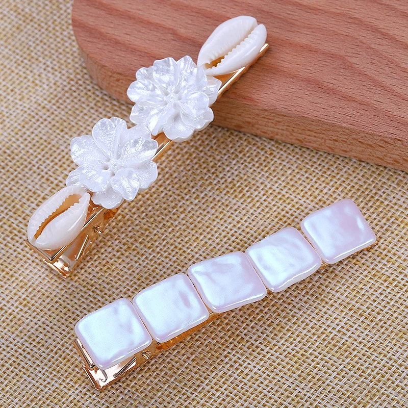 Заколка для волос в виде цветка Корейском стиле белая жемчужная заколка девочек