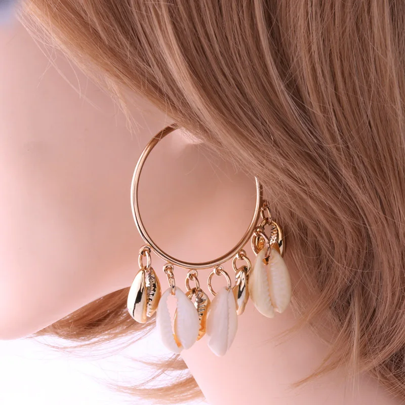 NeeFuWoFu цветные серьги в виде ракушек с натуральным жемчугом ручная мода большие