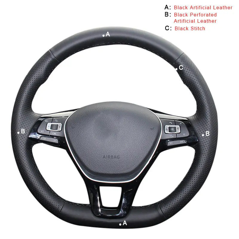 Artificial Leather Автомобильная Оплетка на руль для Volkswagen VW Golf 7 Mk7 Новинка Polo с оригинальным кожаным Авто чехлом - Название цвета: Artificial Leather