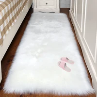 rectangular lmitation wool rug bedroom living room sofa floor soft white gray mat