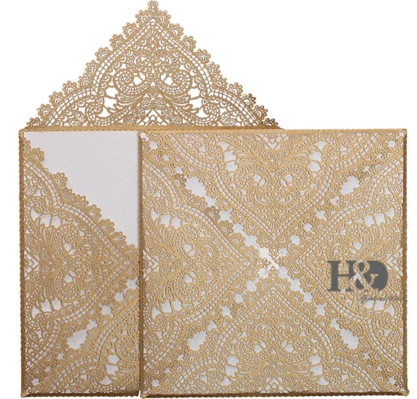 Champagne H& D 24 шт цвета слоновой кости лазерная резка цветочный дизайн свадебные пригласительные открытки для свадьбы, дня рождения, рождения ребенка, выпускного - Цвет: Champagne