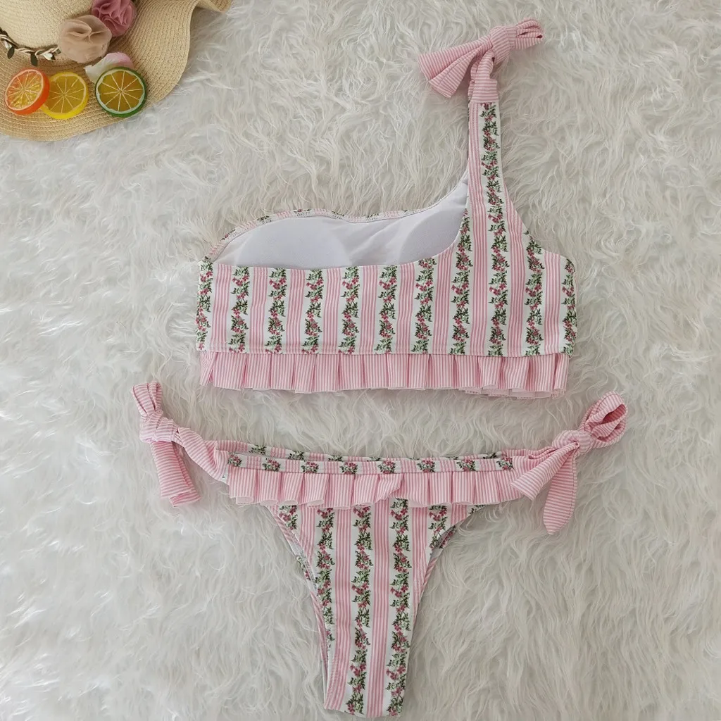 Женский комплект бикини купальник с высокой талией принтом динозавра