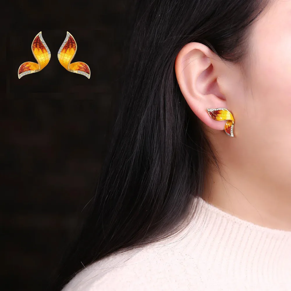 8SEASONS 2018 New Ear Post Stud Earrings Gold Color Yellow Butterfly Wing Clear Rhinestone Enamel 25mm(1&quot) x 17mm( 5/8&quot) 1 Pair |