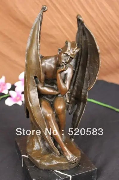 Люцифер демон падший ангел сатана Распятие Крест бронзовая мраморная статуя Holwick