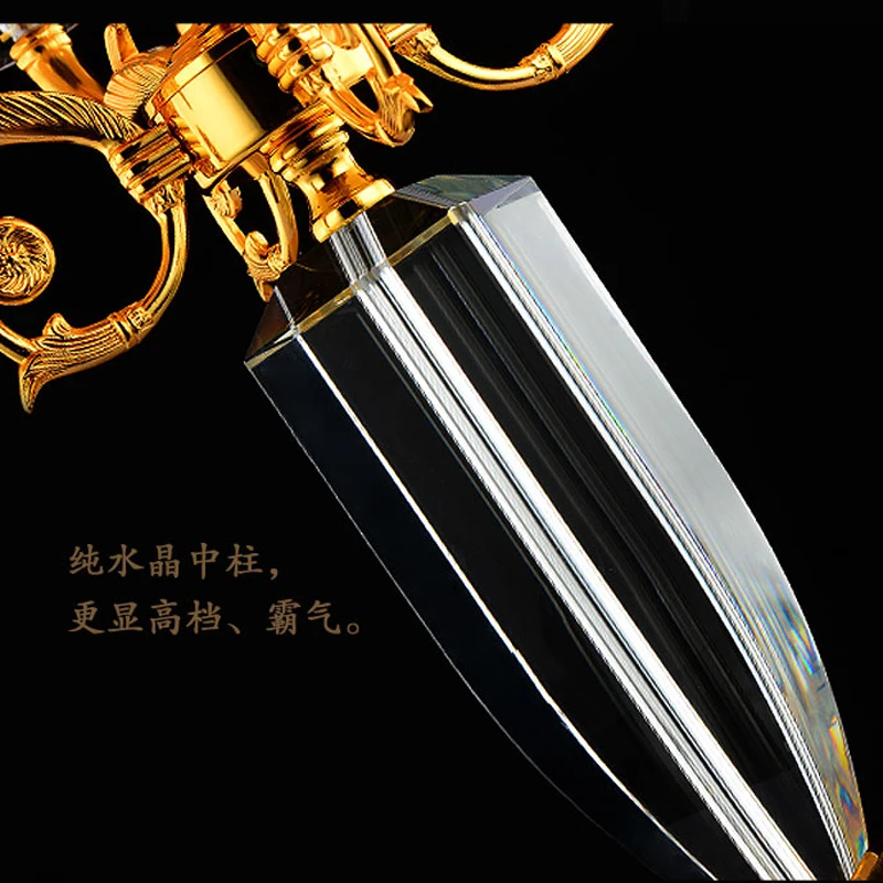 Большой напольный светильник для чтения с кристаллами и тканевым абажуром