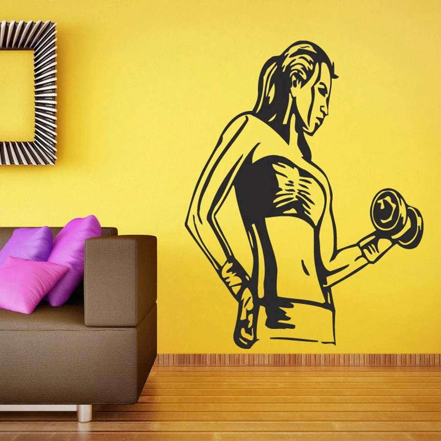 

Fitness Girl Wall Decals Living Room Bedroom Home Decor Motivation Workout Sport Gym Vinyl Wall Stickers Bodybuilding Mural S201