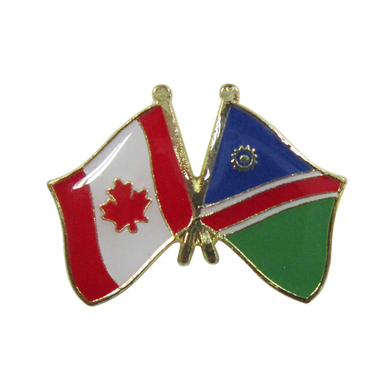 Значок для лацкана с канадским и намибийским крестом флагом + Железная латунь