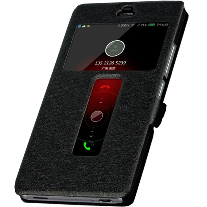 Черный Роскошный умный кожаный чехол с окошком для zte Nubia Z9 Max Z9 Mini Z11 Mini с шелковым узором и подставкой - Цвет: Черный