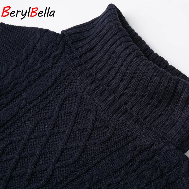 BerylBella, женские свитера, пуловеры, водолазка, длинный рукав, свитер, платье, зима, вязанный женский белый теплый свитер, одежда