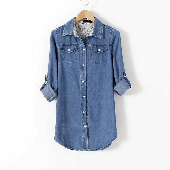 Лидер продаж весна-осень 2020 новые тонкие женские модели джинсовая рубашка с