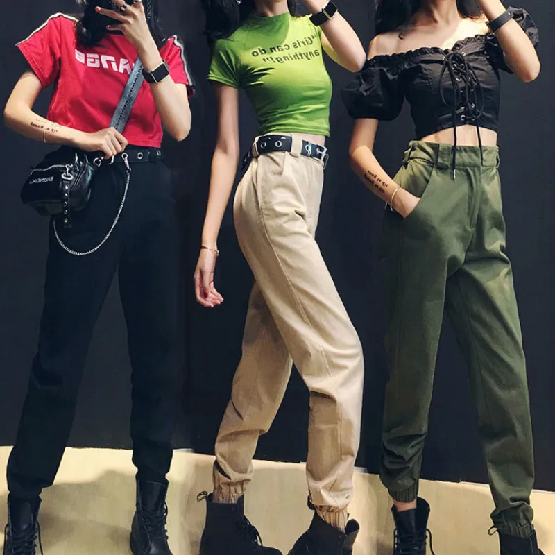 Women Cargo Pants Ladies Baggy Boyfriend Handsome Hip Hop Straight Trousers | Женская одежда