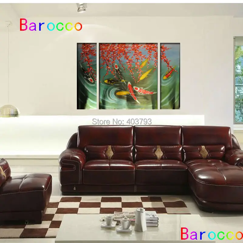 HUGE Canvas Wall Art Contemporary Abstract Oil Painting Koi Fish no frame | Дом и сад