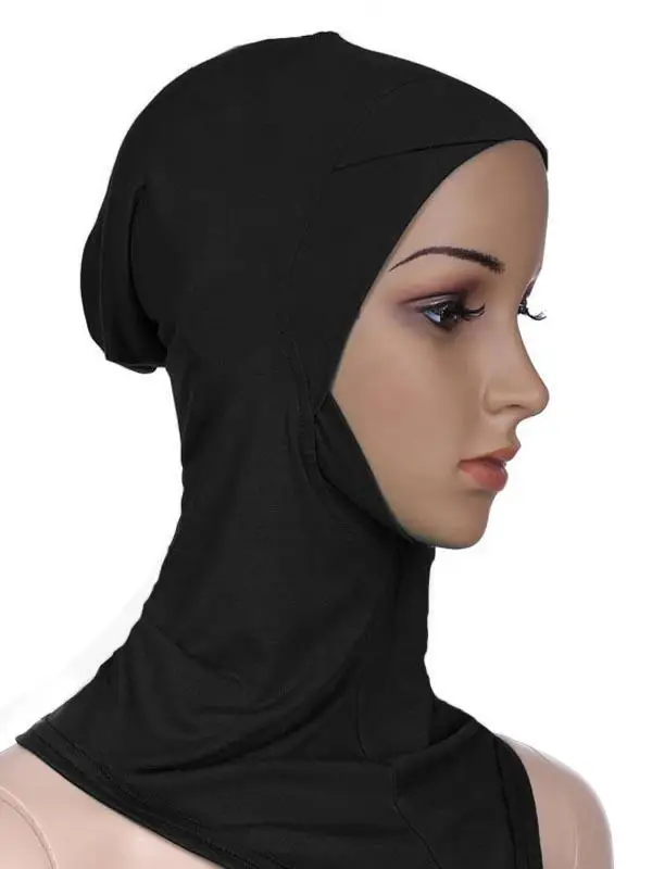 Muslim Women Under Scarf Hat Cap Soft Bone Bonnet Ninja Hijab Islamic Lady Neck Cover Niquabs Ramadan Beanies Amira Middle East - Цвет: Черный