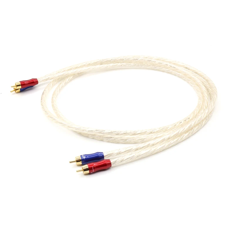 

Pair G8 5N Pure Copper Silver Plated Interconnect Cable with Pailicce RCA Jack Plug Connector