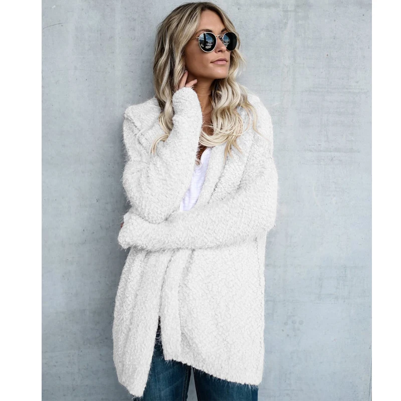 Jessie Vinson Female Casual Long Sleeve Solid Hooded Sweater Cardigan Autumn Winter Loose Coat Outwear Women |