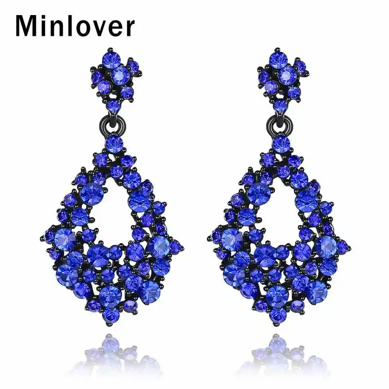 Массивные черные хрустальные висячие серьги Minlover для женщин европейские
