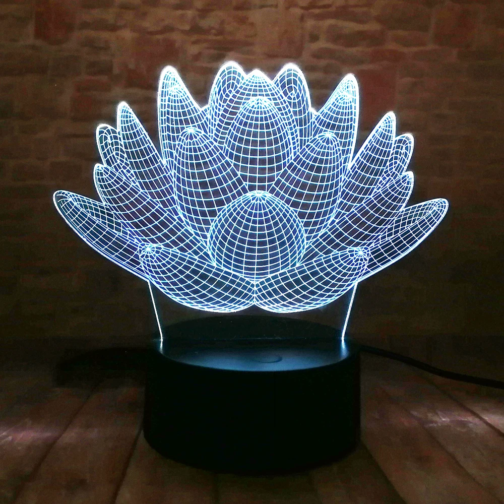 3D светодиодный Цветок лотоса суккулентные растения Ночной светильник 7 цветов рождественские подарки настроение лампа дети ребенок мальчиков Спальня домашний декор Прямая поставка