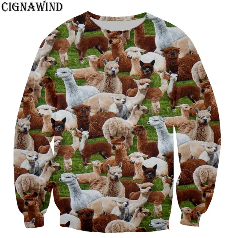 Новая мода Альпака коллаж 3D печать толстовки мужские женские спортивные костюмы