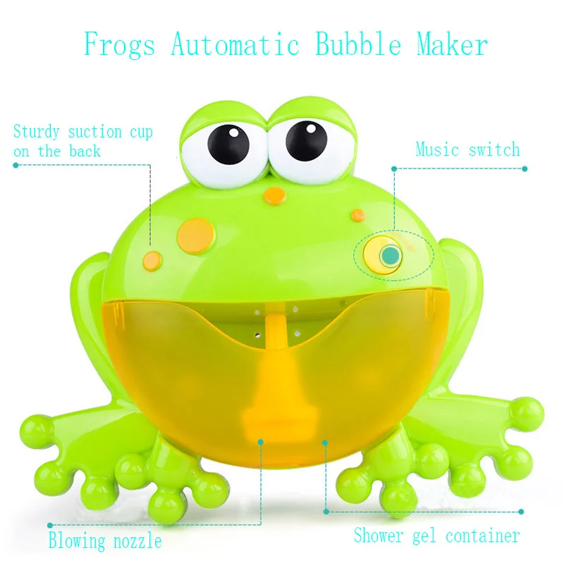 Kids Swimming Water Toys Newborns Baby Bath Bubble Machine Big Frogs Automatic With Music Wash Play Cartoon Educational Toy | Игрушки и