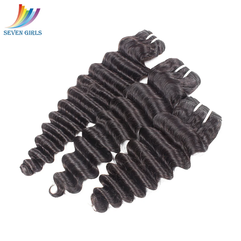 Sevengirls Brazilian Deep Wave Human Hair Bundles Natural Color Wet And Wavy Virgin Hair 30 Inch Bundle Available Free Shipping