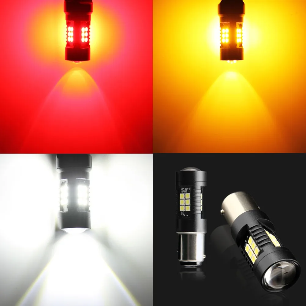 2 шт. 1157 BAY15D Светодиодные лампы P215W 21 3030SMD фонарики стоп-сигнал задний фонарь автомобиля резерсветильник свет 12В 24В Белый Желтый Янтарный кра... (art.: 7a4835318) - 7a4835318