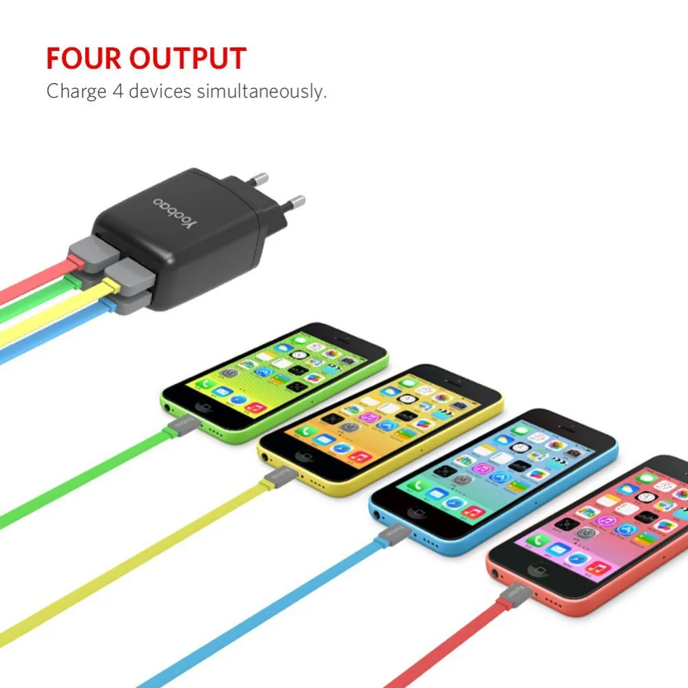 Yoobao 703 4 порта USB зарядное устройство адаптер 3.4A для путешествий многопортовый