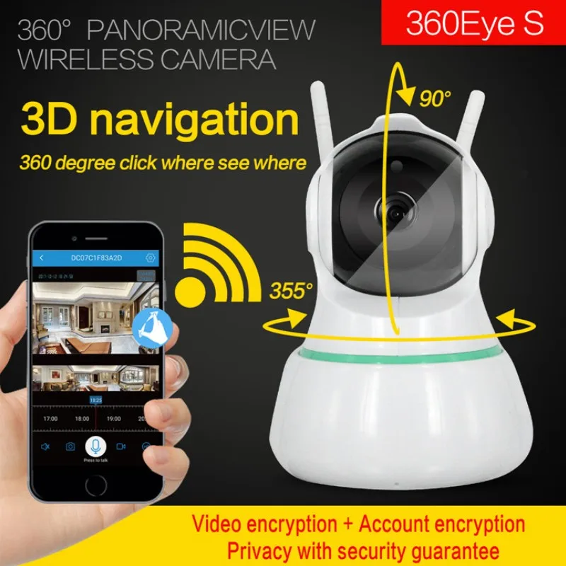 Домашняя камера видеонаблюдения панорамный вид на 360 градусов Wi Fi ночное видение