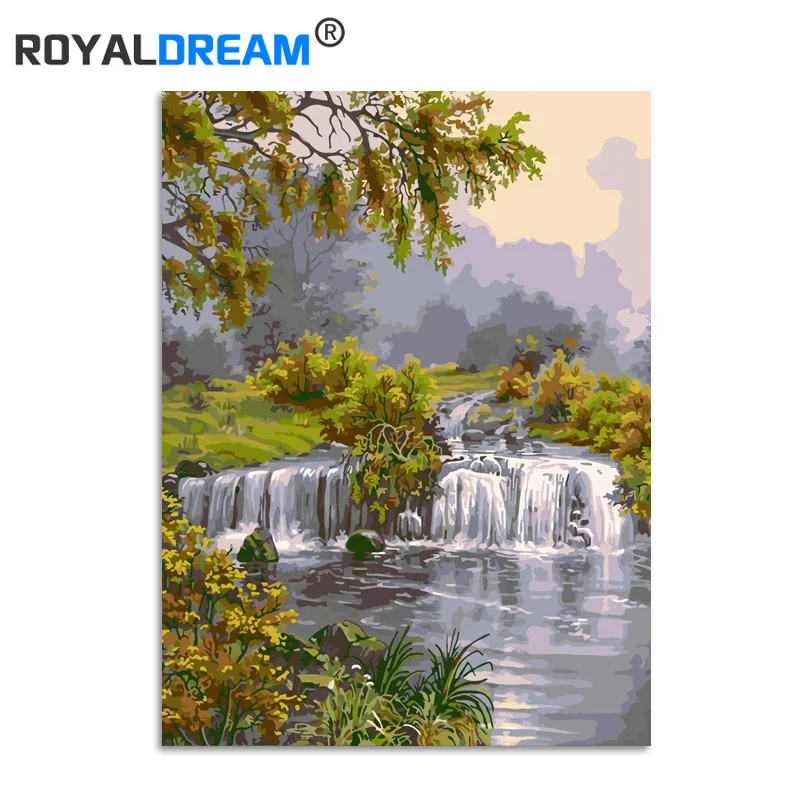 ROYALDREAM водопад DIY живопись по номерам Акриловая Краска ручная роспись маслом на